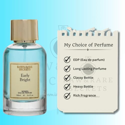 Raw&rare secrets Premium Early Bright Luxury Women Perfume With Amber Wood| Perfume For Women With Long Lasting Liquid Fragrance | Gift For Girls Or Office Women 100Ml