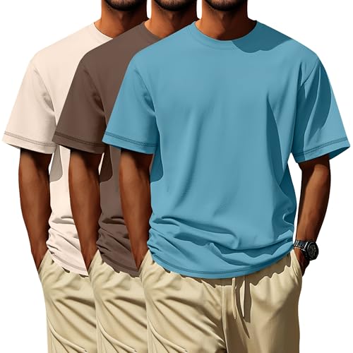 Image of Neer 3 Pack Big and Tall T-Shirts for Men L-7xl Tops | Large Casual Stretch Workout Tees, Short Sleeve Crewneck Oversized Shirts, Classic Summer Outfits, Comfy Basic Loose Clothes