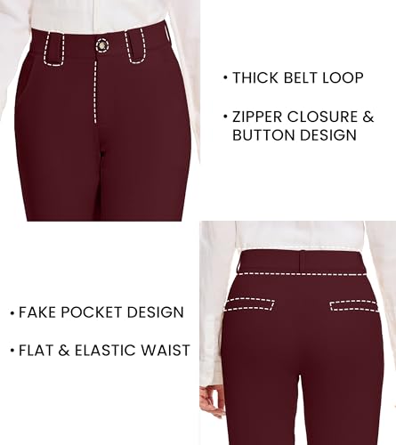 Women's Stretch Business Straight Leg Dress Pants with Pockets Wear to Work Casual Suitpants3