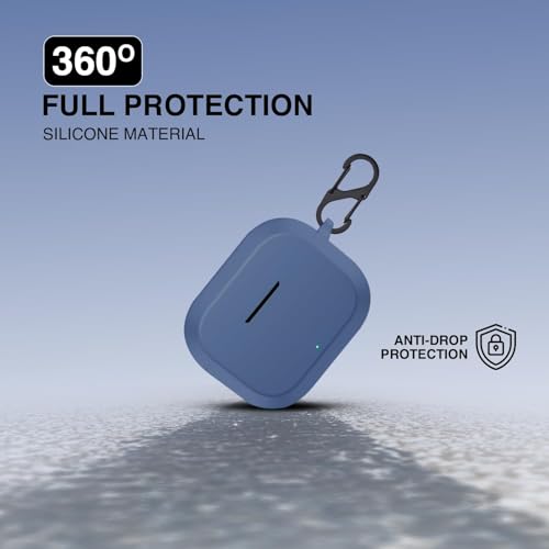 Image of Prolet Silicone Earbuds Case Compatible with OnePlus Nord Buds 3R - Shockproof Dustproof Cover, 360 Full Protection, Anti-Scratch Soft TPU, Carabiner Hook (Blue)
