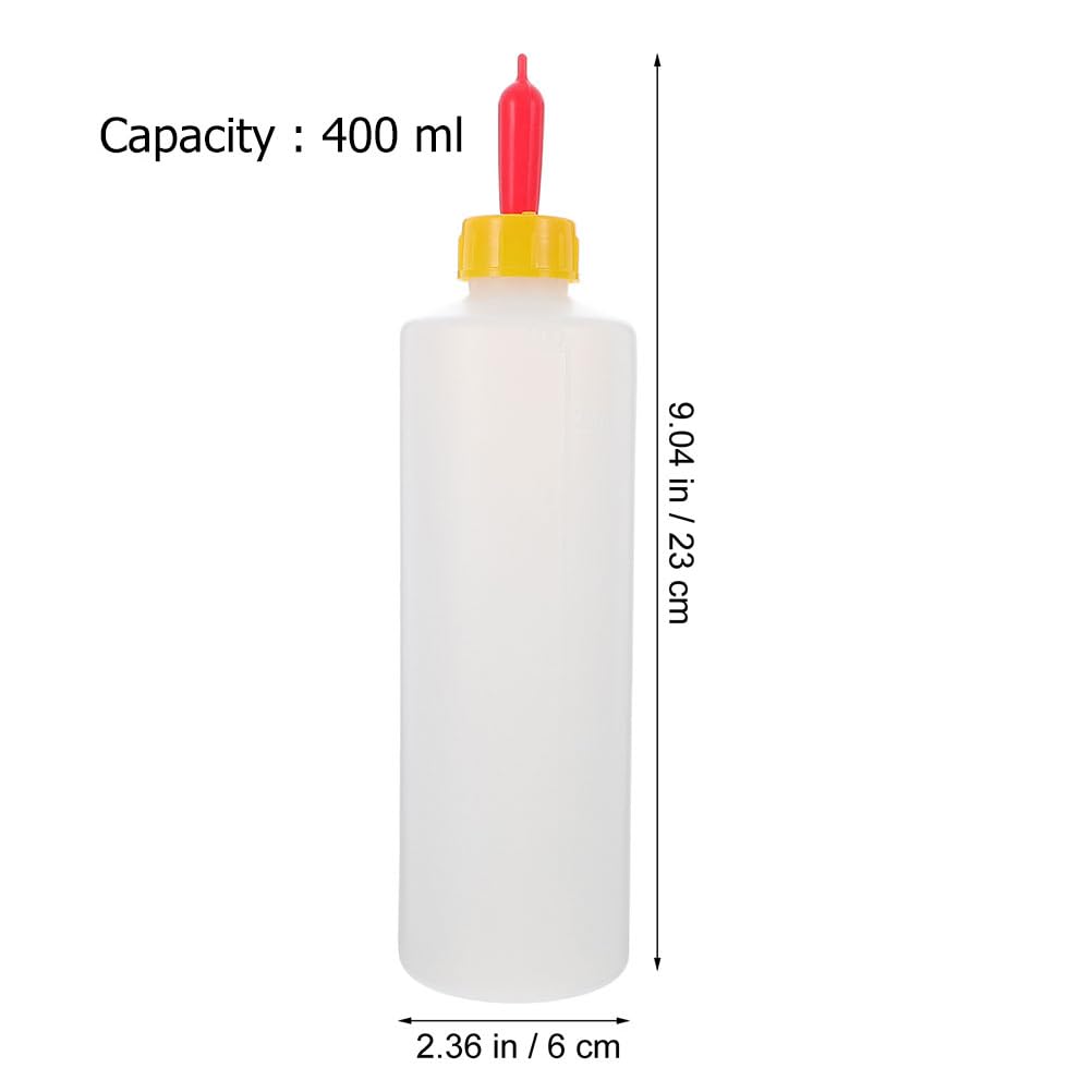 Cabilock 4 Stücke Lamm Milchflasche, 400ml Aufzuchtflasche mit 4 Milch Trinken Nippel, Stillflasche für Lämmer Ziegen und Kälber, Tierfütterung Flasche für Neugeborene Nutztiere
