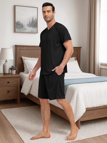 Feiersi Mens Pajama Set Summer Soft Short Sleeve Pjs Sets Lightweight Quick Dry Comfy Loungewear Sets With Pockets4