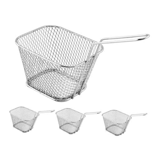 CIYODO 4pcs Stainless Steel Fry Basket with Handle for Fries Chicken Wings Snacks Versatile Cooking Tool for Home Restaurant Bbq and Parties Space Efficient Portable Design