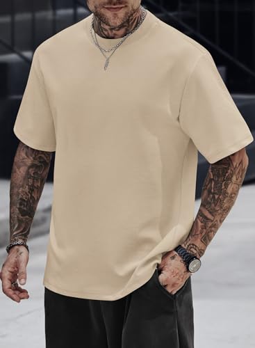 Image of Herberton Mens Oversized T-Shirts Heavyweight Cotton Stretch Fashion Thick Tee Tops (S-3XL)