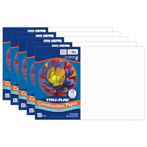 Tru-Ray Construction Paper White 12 x 18 50 Sheets Per Pack 5 Packs