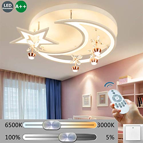 Plafonnier LED Moderne Lampe Pour Enfants Garçons Filles Plafonniers Lampe Ciel Étoilé Dimmable Avec Télécommande Intérieur Chambre Lumières Salon Lampe Suspension Chambre D'enfants Lustre,42cm