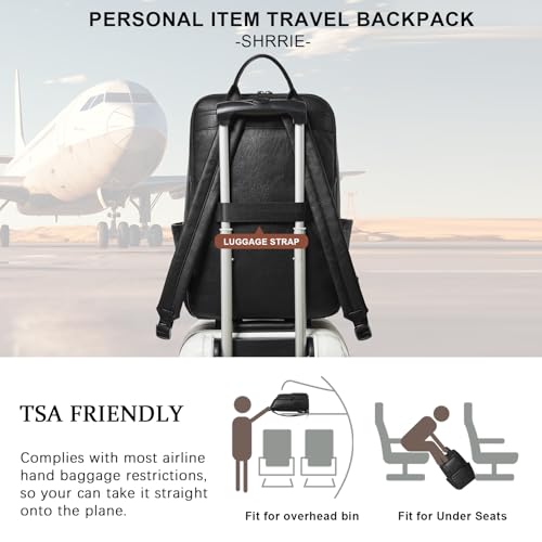 Image of Shrrie Leather Laptop Backpack for Women, 17 inch Large Travel Laptop Backpack Purse for Casual Daypack College Work Bag