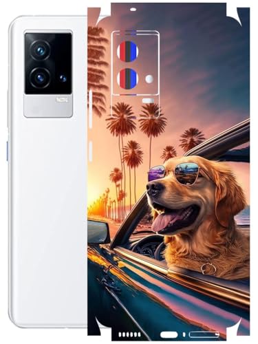 Image of AtOdds - Full Body Back Screen Guard Protector Film - Lamination Wrap Skin Sticker Compatible with IQOO 9 | Scratchproof Matte Finish (Happy Doggo)