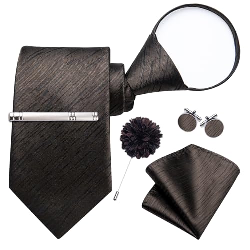 Image of DiBanGu Silk Zipper Ties for Men, Formal Pre-tied Necktie | Adjustable Tie,6PCS,Various Design Styles,Jacquard Woven,Skin-friendly,Practical Gift,Great for Wedding Party,Business Formal