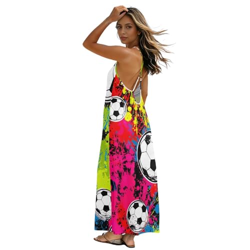 Robe d'été colorée pour femme à dos ouvert et bretelles