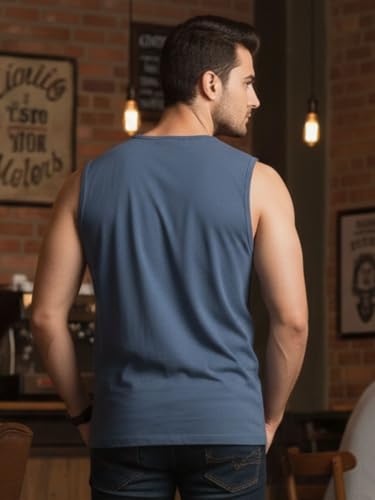 Image of Rigo Stylish Cotton Printed Vest for Men | Round Neck,Regular Fit, Sleeveless T-Shirt Vest for Men | Casual Innerwear Sando for Men & Boys - Perfect for Workouts Gym, Vacations, and Beaches