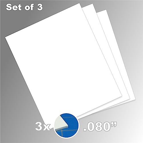 Image of LITKO Plasticard Styrene Sheets | .080 inch Modeling Plastic | White | 3 Pack | Three 8x10-inch polystyrene sheets | Rigid & sturdy - great for structural builds | For terrain, bases & displays