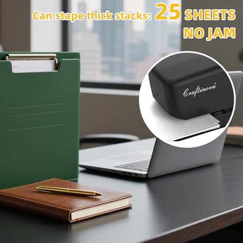 Image of Electric Stapler can be Used in Offices, Professionals, classrooms, Schools and Homes, 20 to 25 Pages, 60 Times /Minute, Stapler Multifunctional Power Supply （Black）