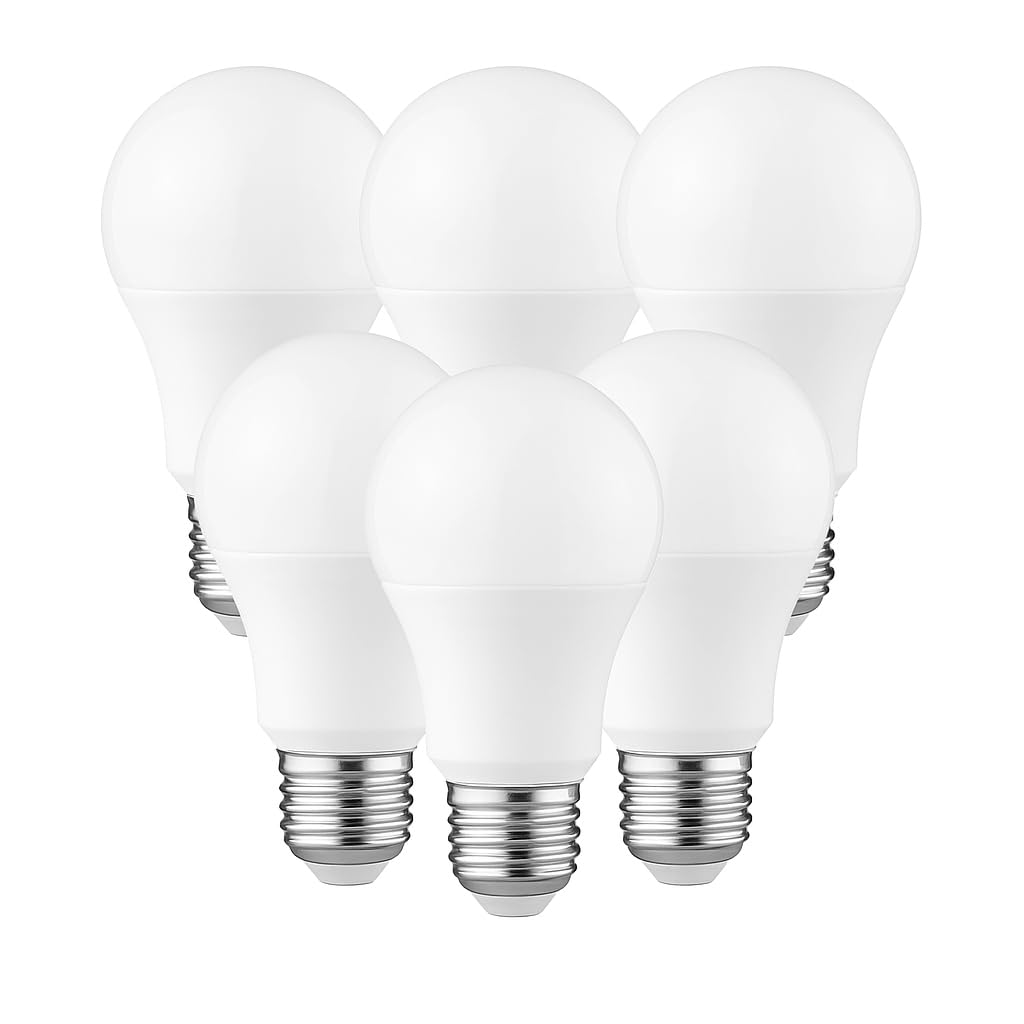 Juego de 6 bombillas LED tipo gota E27 – 8,5 W – Blanco cálido – 10 x 6,1 x 16,6 cm – Ahorro energético A++ – Larga duración – Ideal para casa, oficina y lámparas