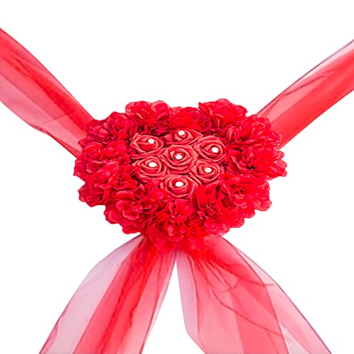 Zcargel Wedding Car Artificial Flower Heart Shaped Car Decoration Garland Vice wedding car rose decoration garland Car decoration lace bouquet for wedding, party