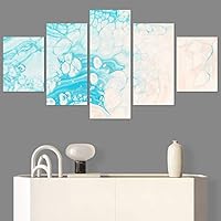 SIGNWIN 5 Panel Canvas Wall Art Modern Art Abstract Brushstroke Contemporary Edgy Mixed Media Multicolor for Home Decorations Ready to Hang - 60