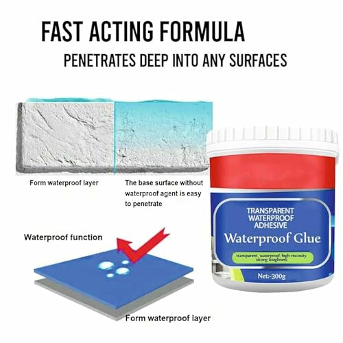 Image of TEKCOOL Crack Seal Glue 300gm with Brush Transparent Waterproof Resin Epoxy for Roof Leakage Crack Seal Agent Roof Water Leakage Solution Water Proof Glue for Waterproofing (300 GM / 1 PACK)