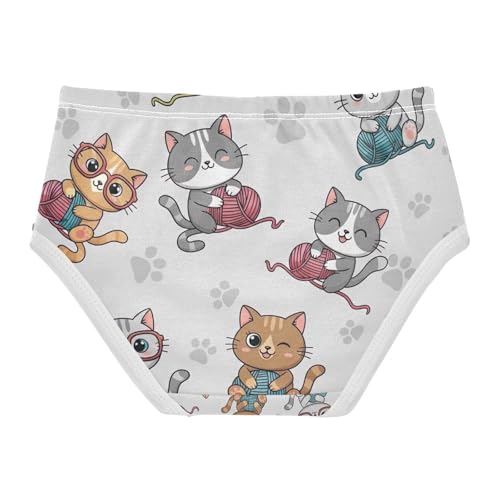 Toddler Girl Briefs, Cute Cartoon Cats Grey Cotton Girls Underwear, 2–8 Years2