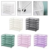 Tragbarer Schreibtisch-Organizer mit 5 Ebenen, mit Stahlrahmen, für Papierordner, Aufbewahrung und Büroschreibtisch-Papiermanagement (D)