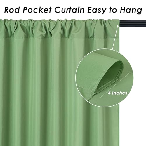 Image of Sage Green Backdrop Curtains 10FTx10FT: Polyester Photographt Background Drapes Fabric - Birthday Party Outdoor Satge Decorations