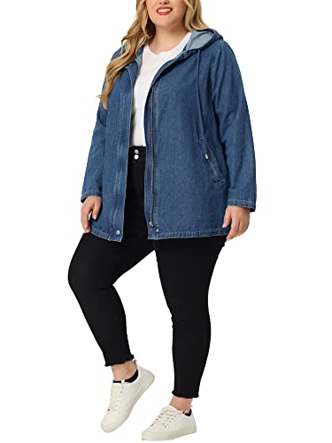 Agnes Orinda Plus Size Denim Jackets with Hood for Women Layered Drawstring Utility Pockets Jean Jacket2