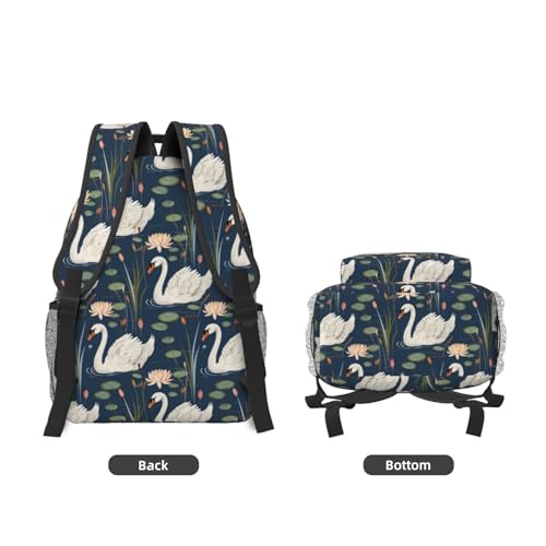 Swan Lake Pattern Backpack, Travel Laptop School Polyester Graceful Swans Backpacks for Women Kids, Sports Work Back Pack Casual Daypack, Lightweight Rucksack Gifts for Hiking Gym Camping3