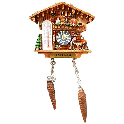 Ciffre Kuckucksuhr Magnet Polyresin Kühlschrank Wetterhaus Passau