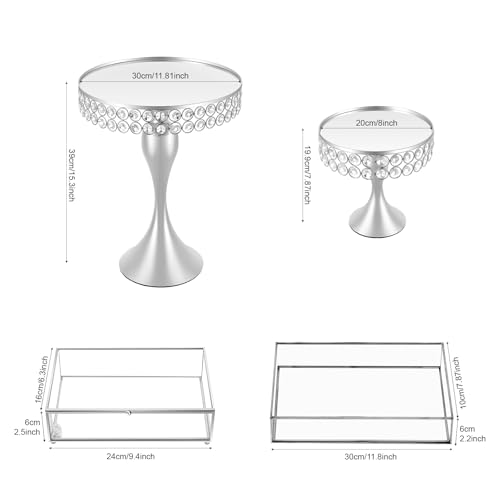 Cake Stand Set Dessert Table Display Set 11 PCS Silver Treat Stands for Dessert Metal Cake Dish for Birthday Party Wedding Ceremony - Image 8