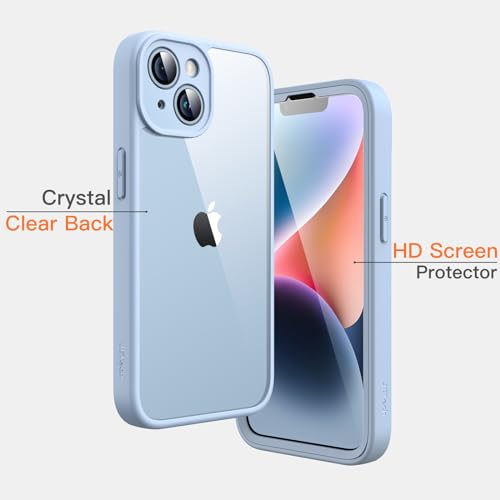 JETech Case for iPhone 14 6.1-Inch with Built-in Tempered Glass Screen Protector, Camera Full Cover All-Around Protection, Shockproof Bumper Phone Cover Clear Back, HD Film (Light Blue) JETech Case for iPhone 14 6.1-Inch with Built-in Tempered Glass Screen Protector, Camera Full Cover All-Around Protection, Shockproof Bumper Phone Cover Clear Back, HD Film (Light Blue)