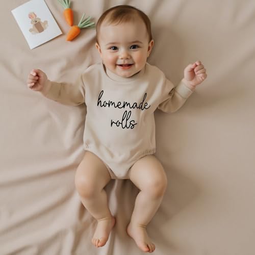 Pudcoco Infant Toddler Baby Boys Girls Thanksgiving Outfit Homemade Rolls Bubble Sweatshirt Romper Bodysuit Fall Clothes2