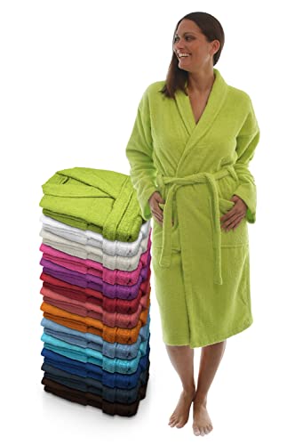 LEBENGOOD Albornoz Mujer y100% Algodón Rizo Americano 400 gr con Cinturón, Bolsillos, Bata Suave, Toalla Ducha, (M, Pistacho)