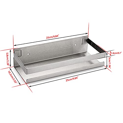 Ownmy 10 Inch Bathroom Shower Shelf Stainless Steel Bath Kitchen Basket Shower Caddy Rack, Rust Proof Metal Bathroom Storage Floating Shelves Wall Mounted Shower Corner Rectangular Shelf  thumb #2