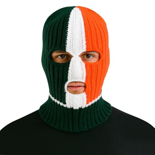 SockFrenzy Crazy Irish Flag Tricolor Balaclava Crochet Hat Music Festival Halloween mask