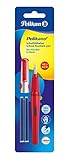 Pelikan 971234 - Schulfüller Pelikano P480 M, rot + 2 Patronen GTP blau
