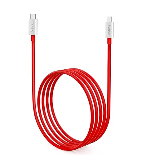 Image of Oneplus Original Type C to C Cable 65W Dash,Warp,SuperVooc Charging Data Cable Type-C [10V /6.5A] Compatible with One Plus 11 /11R 5G /10R /10T /9 /9R /9 Pro /9RT /8T Nord, USB-C Charger Adapter, Red