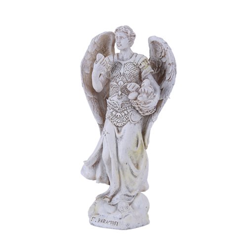 Archange Saint Baraciel blanc figurine de collection aux ailes sculptées
