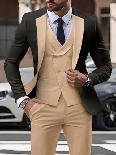 Mens Tuxedo Suit 3 Piece Slim Fit Suits for Men Double Breasted Suit Men Wedding Groom Formal Suits with Tie2