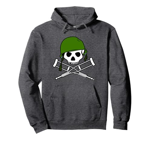 Image of Jackass Military Helmet Skull & Crossbones Logo Pullover Hoodie