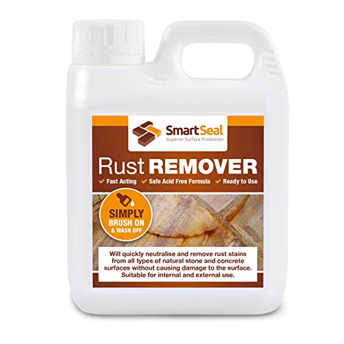 SmartSeal Rust Remover - 1L - Powerful Rust Remover for Metal Stone Porcelain Concrete Block Paving & Natural Stone. Fast Acting Acid-Free Formula that Removes Spots & Stains from Rusting