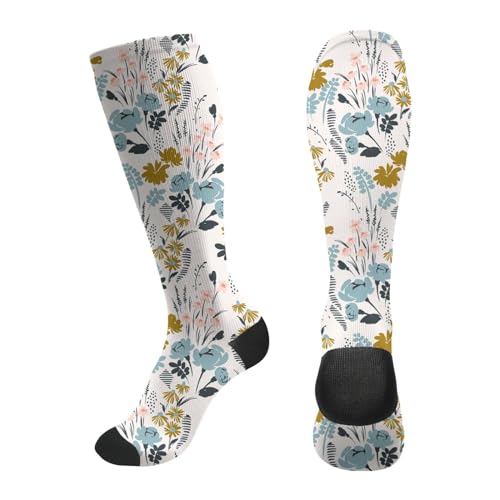 Floral Pattern Socks For Women & Men Support Circulation For Nurse, Travel, Flight2