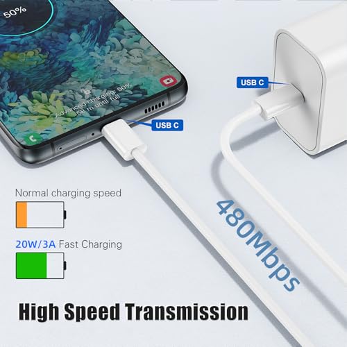 Image of iPhone 17 16 Pro Charger Fast Charging,2Pack 20W Quick USB C Charger Block Type C Chargers Fast Charging,3FT USBC Charging Cable Cord for iPhone 17 Pro /17 ProMax /17 Air /16 /16 ProMax /16e /15 Pro /15 Plus