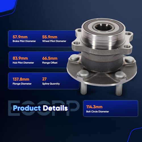 Image of ECCPP 2-Piece 512536 Wheel Hub Bearing for Subaru Outback 2015-2021 | for Subaru Legacy 2015-2021 5 lugs w /ABS Sensor Pre-Greased Sealed