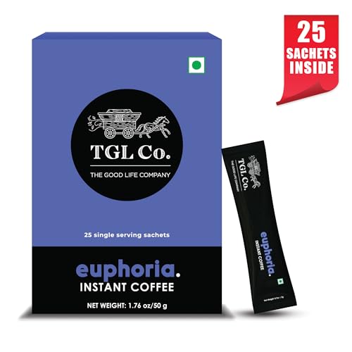 Image of TGL Co. Euphoria Premium Instant Filter Coffee Sachet (25 Sachets) Crafted from Premium Arabica and Robusta Beans | Travel Pack