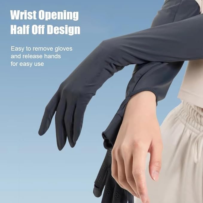 Image of Sun Protection Arm Sleeves with Open Finger Design and Detachable Gloves