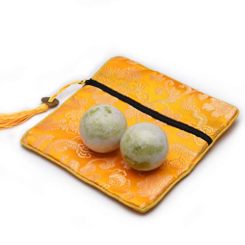 1.4'' Light Green Marble Baoding Health Chinese Stress Exercise Balls Craft Collection