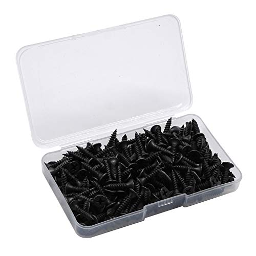 YOFASEN Juego de Tornillos - 200 Piezas Tornillos Autorroscantes de Cabeza Plana de Acero al Carbono Negro, 3.5 * 16 mm, M3.5 * 16(200 piezas) Cover