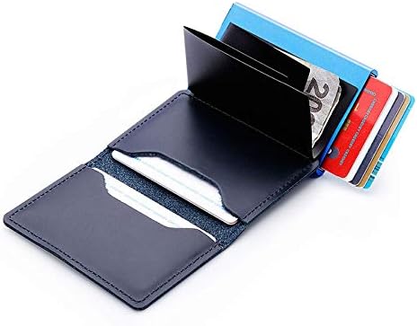 Leather Credit Card Holder Aluminum Metal Business ID Cardholder Slim Case Mini Wallet for Men
