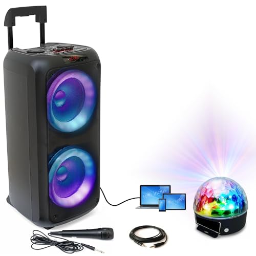 Ibiza - Pack Karaoké Enceinte VENUS600 Bluetooth TWS 600W sur Batterie USB AUX SD TWS - Effet Lumière Astro Cadeau Anniversaire Enfant Musique Boum