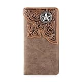 Montana West Western Wallet for Men Long Bifold Wallet with Card Slots RFID Blocking Cowboy Vintage Checkbook Wallet Gift for Men MW-610BR