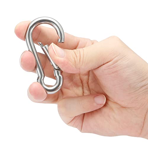 Image of sprookber Stainless Steel Spring Snap Hook Carabiner - 304 Stainless Steel Clips, Set of 6